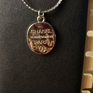 Upcycled zipper pull charm w/unbranded chain